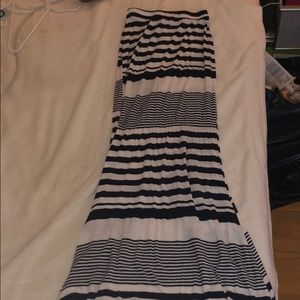 Navy and white stripe maxi skirt